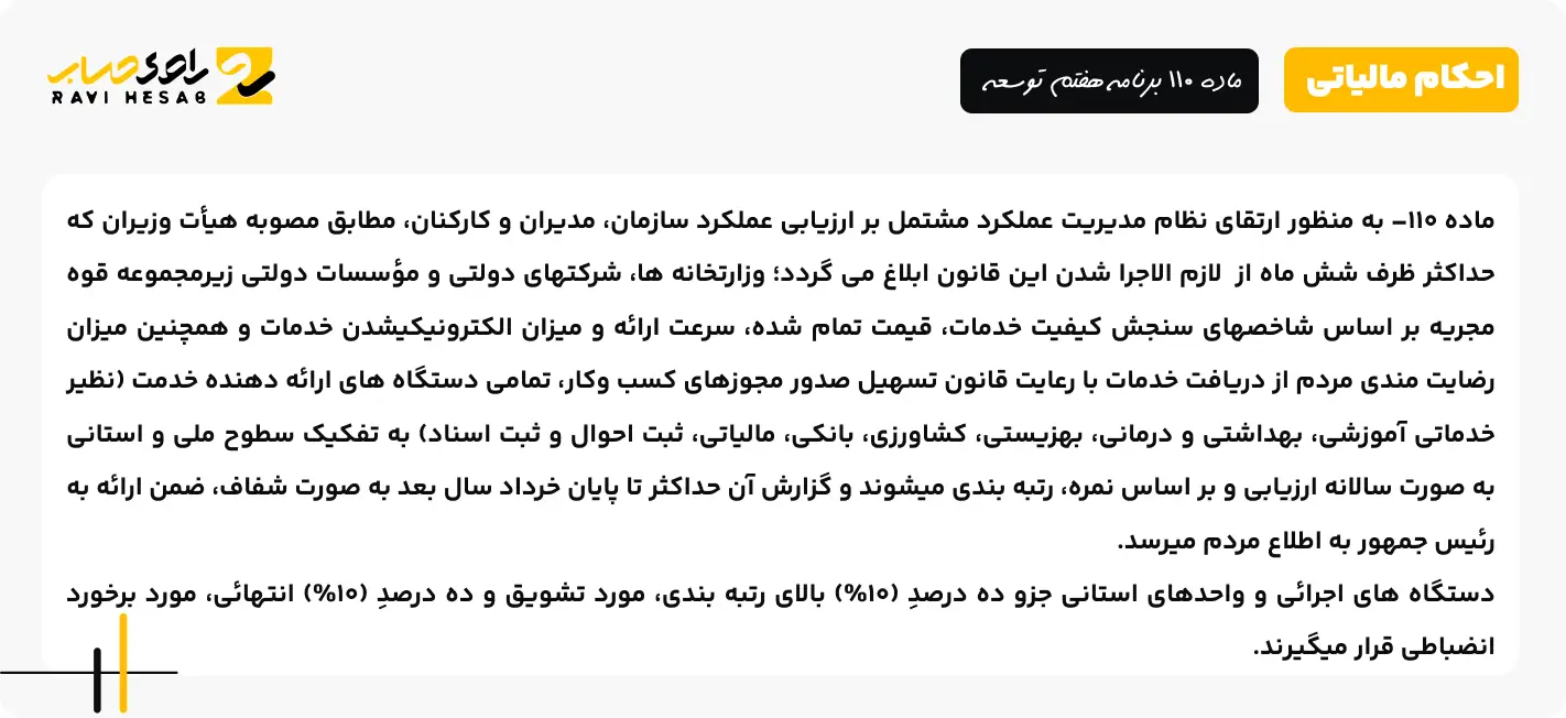 ماده 110 برنامه هفتم توسعه